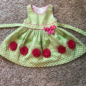 Jessica Ann 12 mos green gingham & pink dress